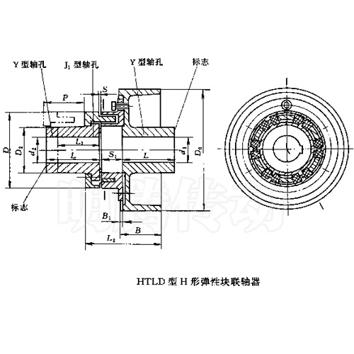 HTLD型弹性块联轴器图纸