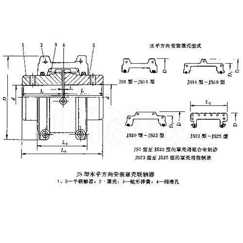 JS型蛇形弹簧联轴器图纸