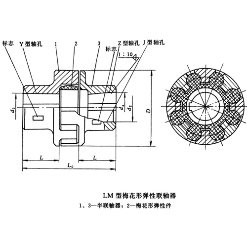 LM型梅花形联轴器图纸